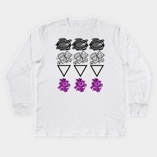 Asexual Pride Flag in Symbols! (Redesign) Kids Long Sleeve T-Shirt